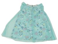 Pomněnkové třpytivé tylové šaty s ptáčky a motýlky a kytičkami a volánky INFINITY KIDS