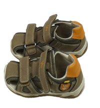 Hnědo-oranžové koženkovo/textilní trekové sandály Vty vel. 20