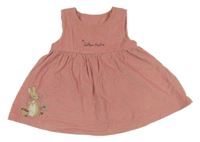 Růžové manšestrové šaty s králíčkem - Peter Rabbit Tu