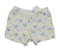 Nové - bílé kraťasy s kytičkami a volánky s madeirou Mothercare