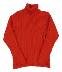 Červený žebrovaný svetrový crop rolák Nutmeg