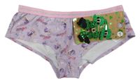 Nové - 5Set - 1x - Světlefialovo-růžové kalhotky s Angelou PRIMARK + 4x - zelená třpytivá sponka - elf 