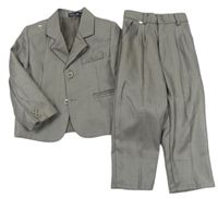 2set- Šedé melírované slavnostní sako + Kalhoty  