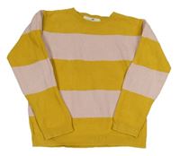 Hořčicovo-růžový pruhovaný svetr H&M