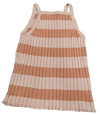 Růžovo-starorůžový pruhovaný žebrovaný pletený top H&M