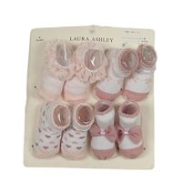 4x bílé ponožky - se srdíčky + 2x s mašlemi + vzorované Laura Ashley