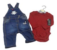 Nové - 2set - Vínové body + tmavomodré podšité laclové rifle s tučňákem St. Bernard