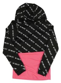 Černá sportovní crop mikina s nápisy, všitým topem a kapucí Ergeenomixx