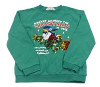 Zelená mikina se Santou z překlápěcích flitrů H&M
