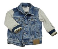 Modro-světlešedá riflovo/tepláková bunda