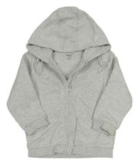 Světlešedá melírovaná propínací mikina s volánky a kapucí zn. M&S