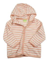 Bílo-růžová pruhovaná fleecová propínací mikina s kapucí Impidimpi