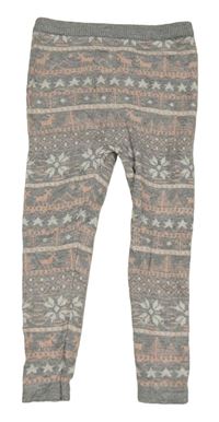 Šedo-bílo-růžové vzorované pletené legíny Lupilu