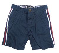 Tmavomodré plátěné kraťasy s pruhy ThreadBoys