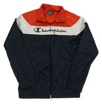 Tmavomodro-červeno-bílá sportovní propínací mikina s logem Champion