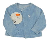 Nové - Světlemodré sametové propínací triko s měsícem Leigh Tucker