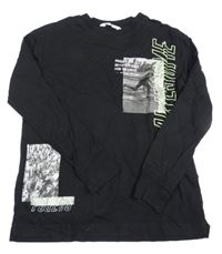 Černé triko se skateboardistou H&M