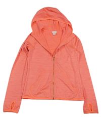 Neonově oranžová melírovaná sportovní propínací mikina s kapucí H&M