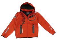 Červená softshellová bunda s nápisem a kapucí Geograpical Norway