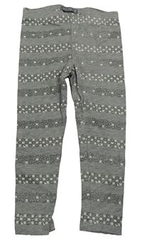 Šedé květované pruhované legíny Cool Club