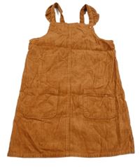 Hnědé manšestrové laclové šaty s volánky Primark