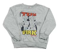 Šedá melírovaná mikina s Hasičem Samem