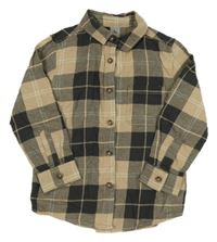 Hnědo-antracitová kostkovaná košile Tu