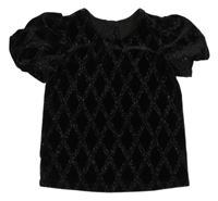 Černé třpytivé kárované sametové slavnostní tričko Matalan