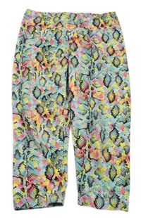 Barevné vzorované sportovní capri legíny