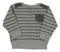 Šedo-tmavošedý pruhovaný svetr s kapsou Next