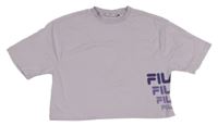 Lila crop tričko s logy Fila