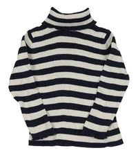 Tmavomodro-bílý pruhovaný žebrovaný svetrový rolák George