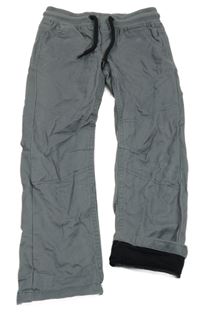 Tmavošedé plátěné podšité kalhoty s úpletovým pasem Dopodopo