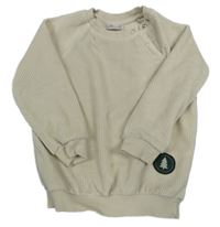 Béžová žebrovaná sametová mikina s nášivkou So Cute