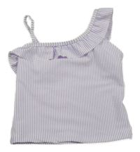 Lila-bílý pruhovaný plavkový top s volánem Y.F.K.