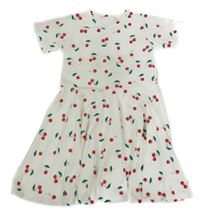 Bílé bavlněné šaty s třešněmi