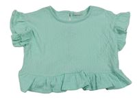 Mintové crop tričko s volánky Matalan