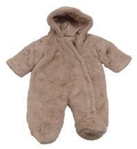 Starorůžová chlupatá zateplená kombinéza s kapucí Matalan