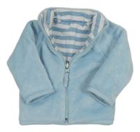 Modrá plyšová propínací oboustranná mikina 