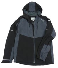 Černo-šedá šusťáková funkční bunda s logem a kapucí Regatta