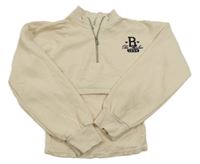 Smetanová crop mikina s výšivkou a všitým topem River Island