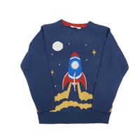 Tmavomodrý lehký svetr s raketou M&Co.