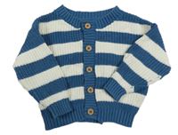 Modro-bílý pruhovaný propínací svetr 