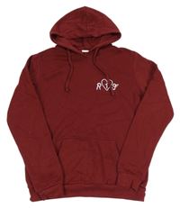 Vínová mikina s výšivkou a kapucí 