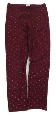 Vínové puntíkaté legíny H&M