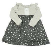 Nové - šedo-tmavošedé pletené šaty s hvězdami M&S