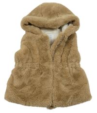 Béžová kožešinová podšitá vesta s kapucí Primark