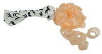 2 set - bílá čelenka s koníky + oranžová tylová gumička do vlasů s 3D květem 