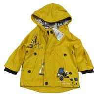 Nové - okrová nepromokavá jarní bunda s bagry a kapucí Next