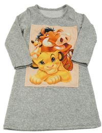 Šedé melírované úpletové šaty s Lvím králem 